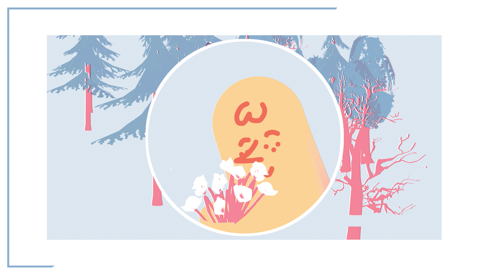 Main character smelling flowers.